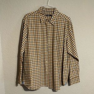 Daniel Cremieux Long-Sleeve Button Down Shirt, Size XL, Tan/Yellow/Cream